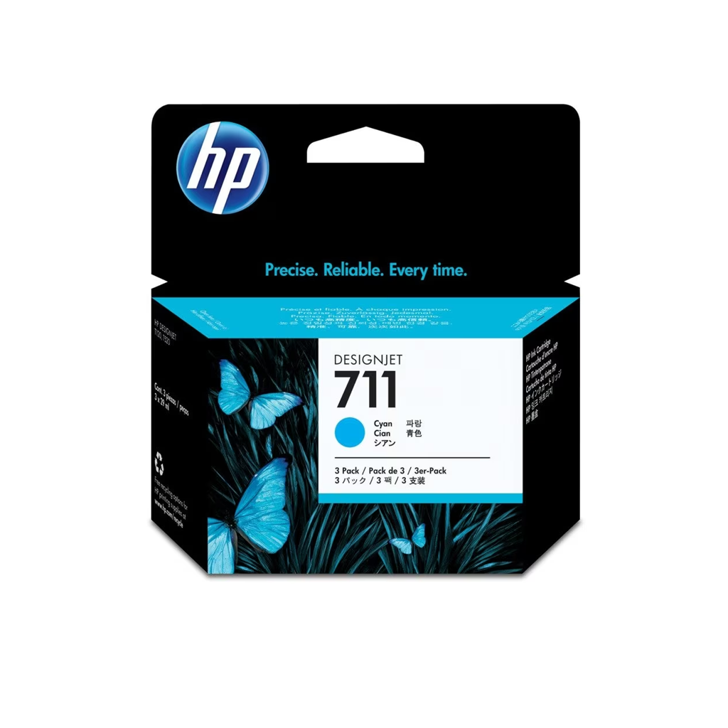 HP 711 3-Pack 29-ml Cyan Ink Cartucho