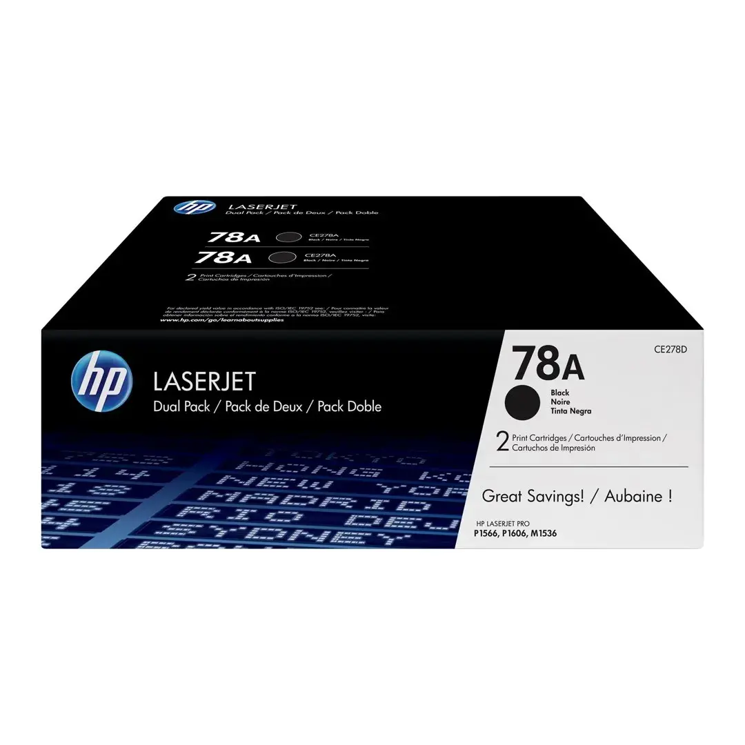 Tóner HP 78A Negro Laserjet Original (CE278AD) Pack de 2 Cartuchos